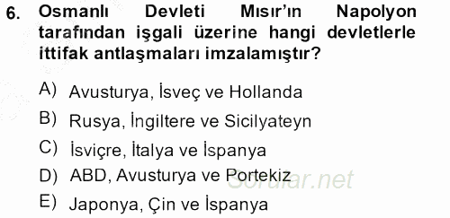 Osmanlı Tarihi (1789-1876) 2014 - 2015 Ara Sınavı 6.Soru