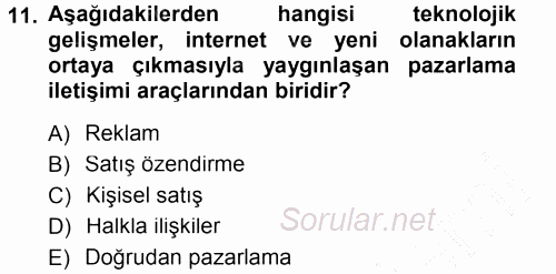 Genel İşletme 2012 - 2013 Dönem Sonu Sınavı 11.Soru
