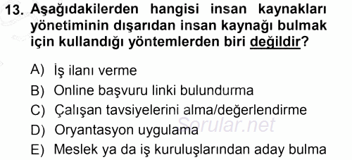 Genel İşletme 2012 - 2013 Dönem Sonu Sınavı 13.Soru