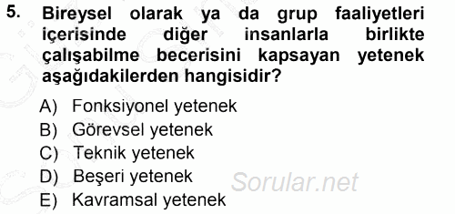 Genel İşletme 2012 - 2013 Dönem Sonu Sınavı 5.Soru