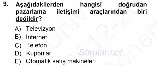 Genel İşletme 2012 - 2013 Dönem Sonu Sınavı 9.Soru