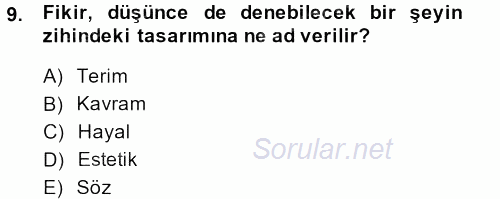 Klasik Mantık 2013 - 2014 Ara Sınavı 9.Soru