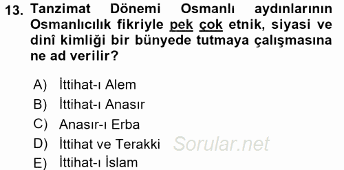 Yeni Türk Edebiyatına Giriş 2 2017 - 2018 Dönem Sonu Sınavı 13.Soru