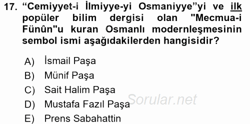 Yeni Türk Edebiyatına Giriş 2 2017 - 2018 Dönem Sonu Sınavı 17.Soru