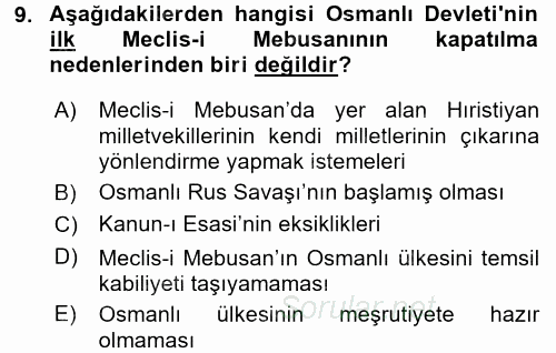 Yeni Türk Edebiyatına Giriş 2 2017 - 2018 Dönem Sonu Sınavı 9.Soru