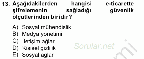 Elektronik Ticaret 2012 - 2013 Ara Sınavı 13.Soru