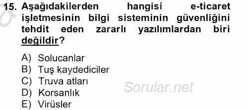 Elektronik Ticaret 2012 - 2013 Ara Sınavı 15.Soru