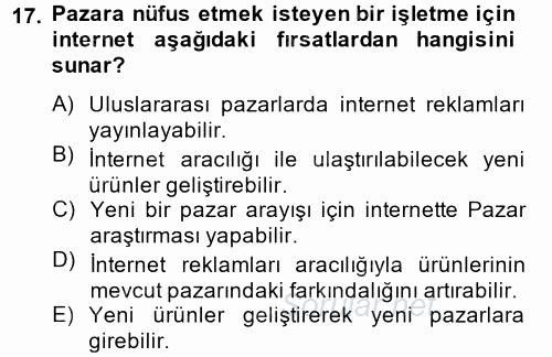 Elektronik Ticaret 2012 - 2013 Ara Sınavı 17.Soru