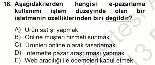 Elektronik Ticaret 2012 - 2013 Ara Sınavı 18.Soru