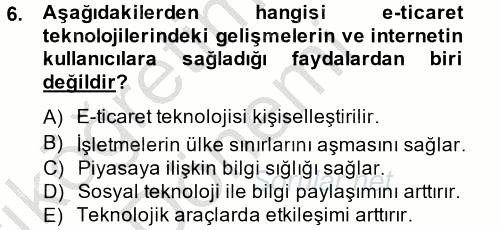 Elektronik Ticaret 2012 - 2013 Ara Sınavı 6.Soru
