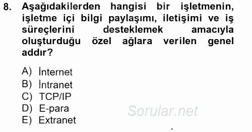 Elektronik Ticaret 2012 - 2013 Ara Sınavı 8.Soru
