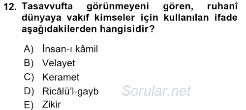 Türk Halk Şiiri 2016 - 2017 Ara Sınavı 12.Soru