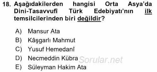 Türk Halk Şiiri 2016 - 2017 Ara Sınavı 18.Soru