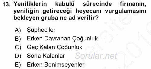 Reklamcılık 2015 - 2016 Dönem Sonu Sınavı 13.Soru