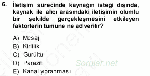 Odalar Bölümü Yönetimi 2013 - 2014 Dönem Sonu Sınavı 6.Soru