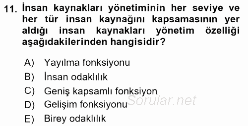 Rekreasyon Yönetimi 2015 - 2016 Dönem Sonu Sınavı 11.Soru