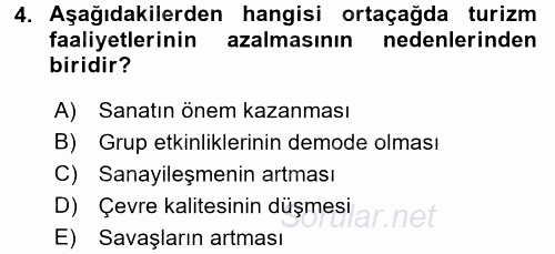 Rekreasyon Yönetimi 2015 - 2016 Dönem Sonu Sınavı 4.Soru