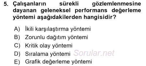 Rekreasyon Yönetimi 2015 - 2016 Dönem Sonu Sınavı 5.Soru