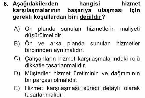 Rekreasyon Yönetimi 2015 - 2016 Dönem Sonu Sınavı 6.Soru