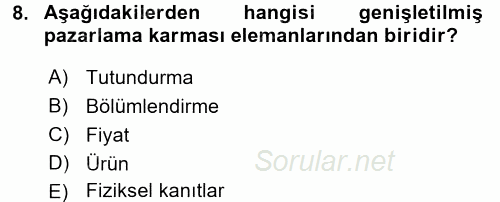 Rekreasyon Yönetimi 2015 - 2016 Dönem Sonu Sınavı 8.Soru