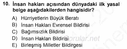 Anne Baba Eğitimi 2012 - 2013 Dönem Sonu Sınavı 10.Soru