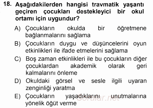 Anne Baba Eğitimi 2012 - 2013 Dönem Sonu Sınavı 18.Soru