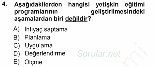Anne Baba Eğitimi 2012 - 2013 Dönem Sonu Sınavı 4.Soru