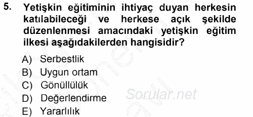 Anne Baba Eğitimi 2012 - 2013 Dönem Sonu Sınavı 5.Soru