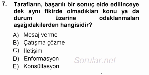 Anne Baba Eğitimi 2012 - 2013 Dönem Sonu Sınavı 7.Soru