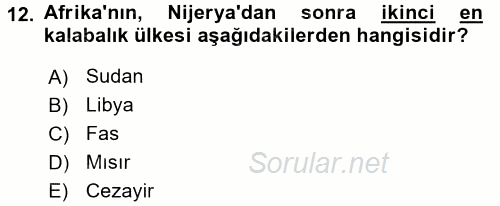 Modern Ortadoğu Tarihi 2017 - 2018 Dönem Sonu Sınavı 12.Soru