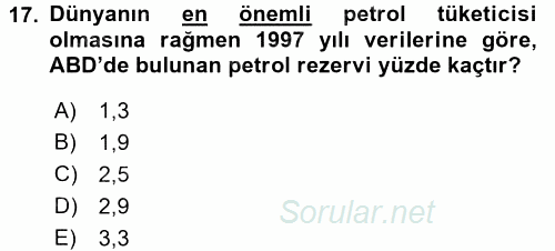 Modern Ortadoğu Tarihi 2017 - 2018 Dönem Sonu Sınavı 17.Soru
