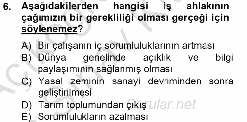 İşletmelerde Sosyal Sorumluluk Ve Etik 2012 - 2013 Ara Sınavı 6.Soru