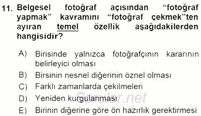 Fotoğrafın Kullanım Alanları 2015 - 2016 Dönem Sonu Sınavı 11.Soru
