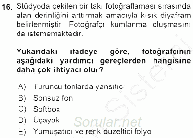 Fotoğrafın Kullanım Alanları 2015 - 2016 Dönem Sonu Sınavı 16.Soru