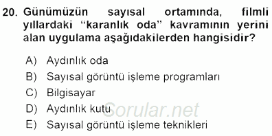 Fotoğrafın Kullanım Alanları 2015 - 2016 Dönem Sonu Sınavı 20.Soru