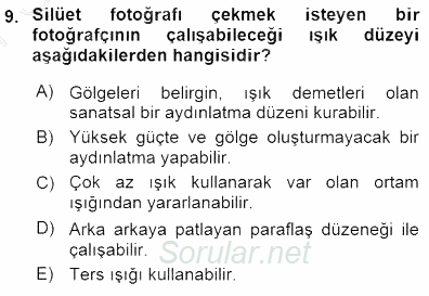 Fotoğrafın Kullanım Alanları 2015 - 2016 Dönem Sonu Sınavı 9.Soru
