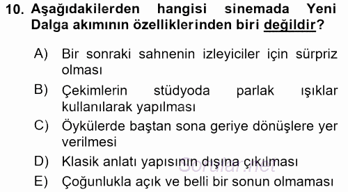 Hareketli Görüntünün Tarihi 2017 - 2018 3 Ders Sınavı 10.Soru