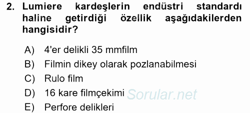 Hareketli Görüntünün Tarihi 2017 - 2018 3 Ders Sınavı 2.Soru