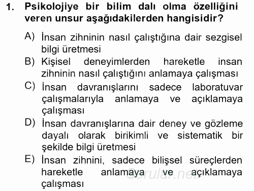 Davranış Bilimleri 2 2014 - 2015 Ara Sınavı 1.Soru