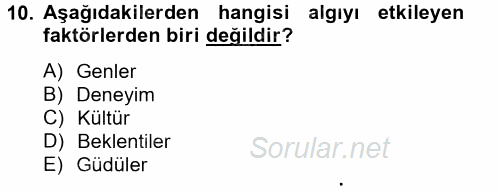 Davranış Bilimleri 2 2014 - 2015 Ara Sınavı 10.Soru