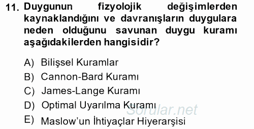 Davranış Bilimleri 2 2014 - 2015 Ara Sınavı 11.Soru