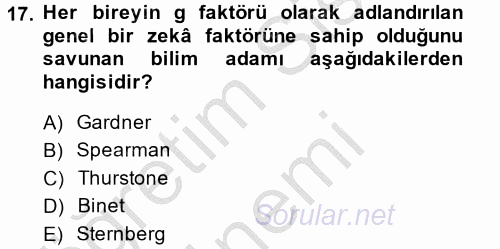 Davranış Bilimleri 2 2014 - 2015 Ara Sınavı 17.Soru