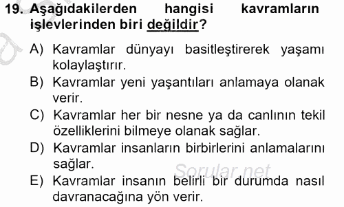 Davranış Bilimleri 2 2014 - 2015 Ara Sınavı 19.Soru
