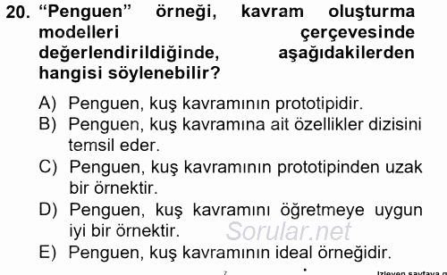 Davranış Bilimleri 2 2014 - 2015 Ara Sınavı 20.Soru