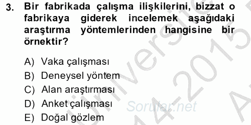 Davranış Bilimleri 2 2014 - 2015 Ara Sınavı 3.Soru