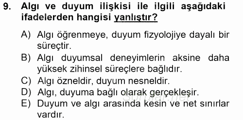 Davranış Bilimleri 2 2014 - 2015 Ara Sınavı 9.Soru