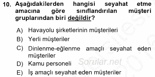 Odalar Bölümü Yönetimi 2015 - 2016 Ara Sınavı 10.Soru