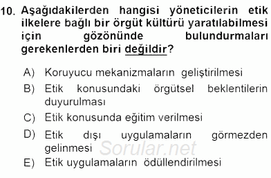 Yönetim ve Organizasyon 2 2015 - 2016 Ara Sınavı 10.Soru