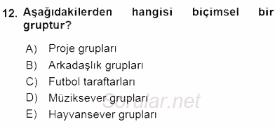 Yönetim ve Organizasyon 2 2015 - 2016 Ara Sınavı 12.Soru