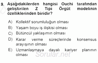 Yönetim ve Organizasyon 2 2015 - 2016 Ara Sınavı 9.Soru
